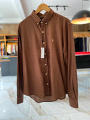 Camisa Ralph Lauren Masculina Linho Marrom